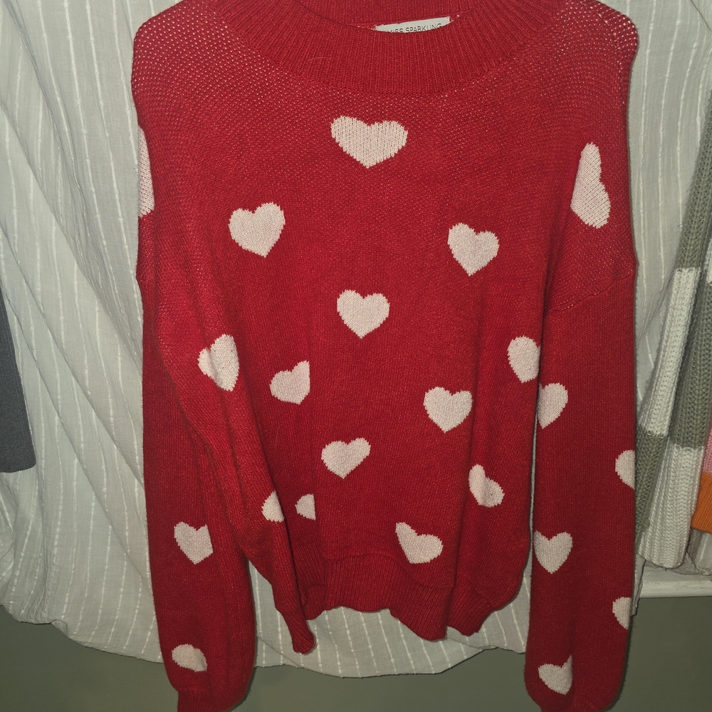 Red Heart Pattern Sweater